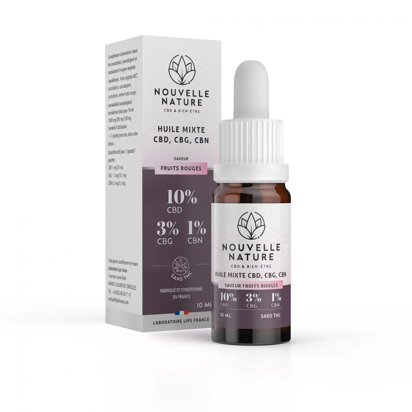 Sélection premium flacons pipettes huiles CBD Nouvelle Nature, marque blanche.