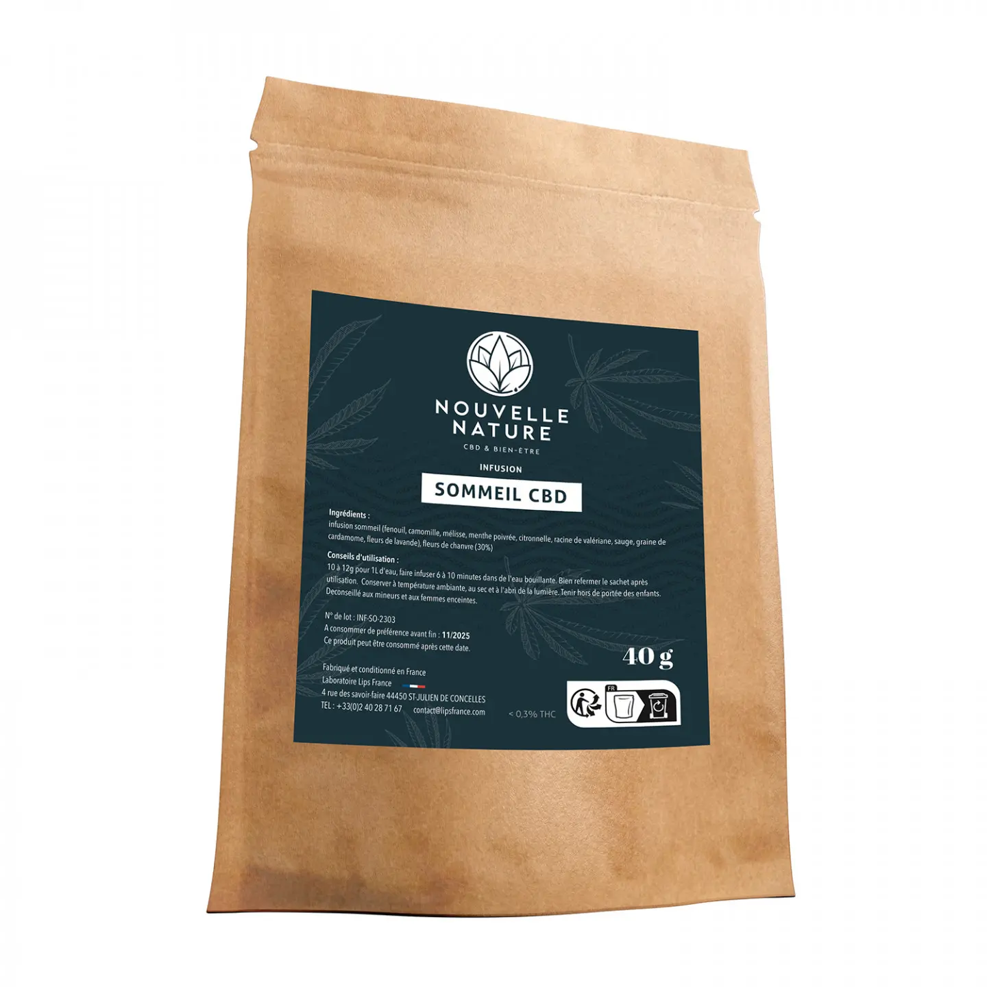 Sélection sachets infusions CBD Nouvelle Nature Détox, Sommeil, Sérénité.